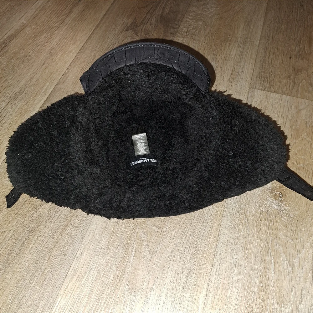 Karl Lagerfeld Kids Black Trapper Cap / Hat Ear Flaps Quilt Style